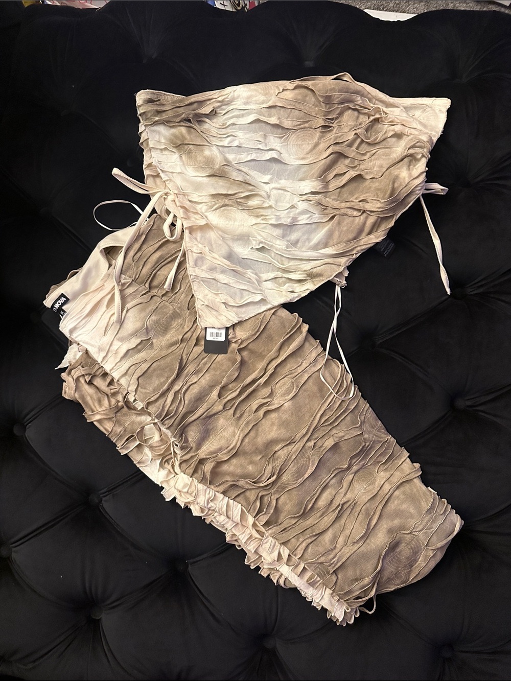 Women’s Ruffled Two-Piece Set - Beige